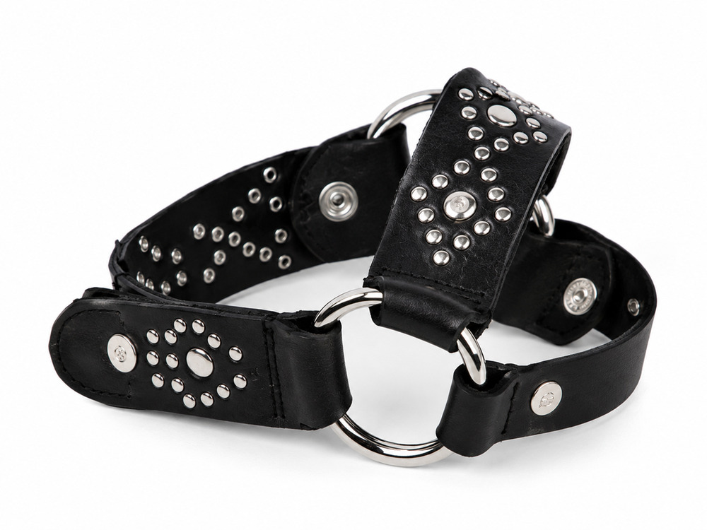 Frye Black Leather Studded Boot Harness Straps Silver Hardware Western Sz M Pair